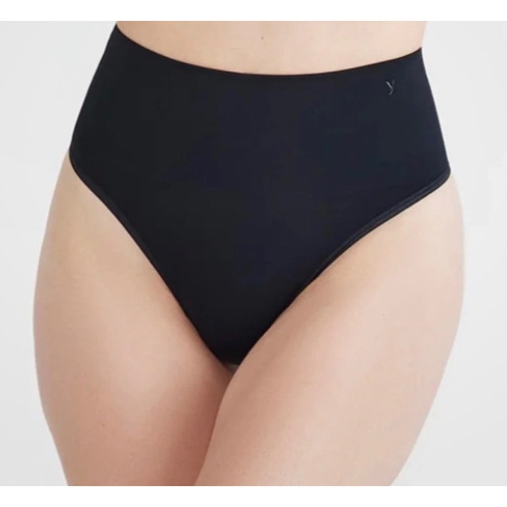 Yummie Tummie 2 Pack High Waisted Thong Shapewear Black YT5-160 L/XL